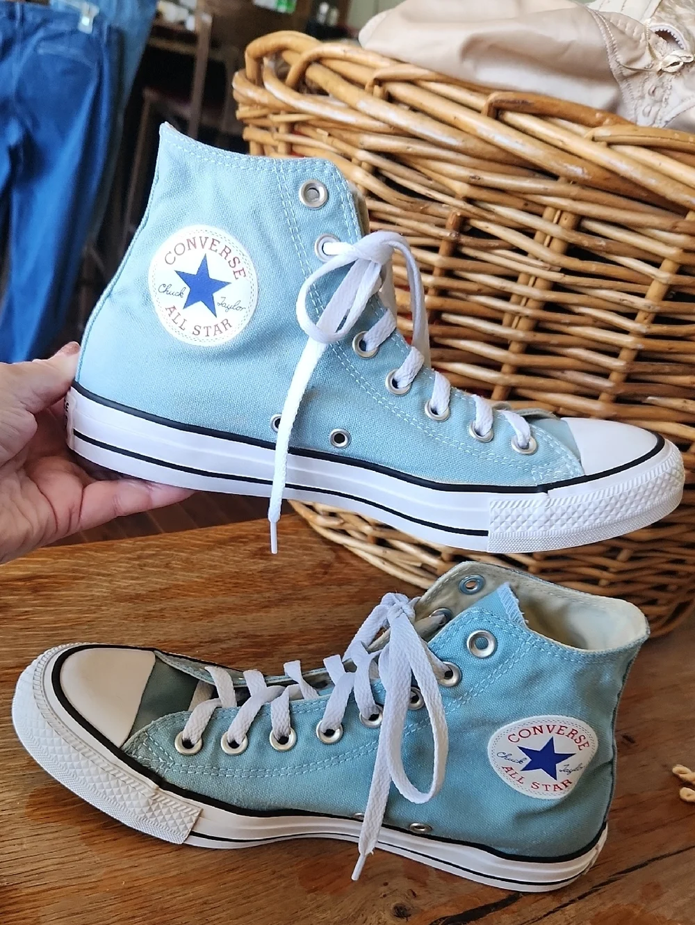 Converse Chuck Taylor Light Blue High Top Sneakers in Size M7 W9 - Picture 2 of 16
